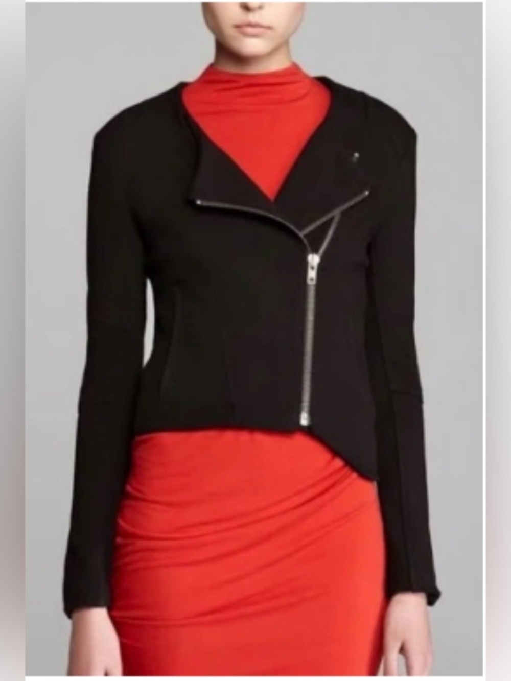 Helmet Lang Black Asymmetrical Moto Zip Jacket Size S